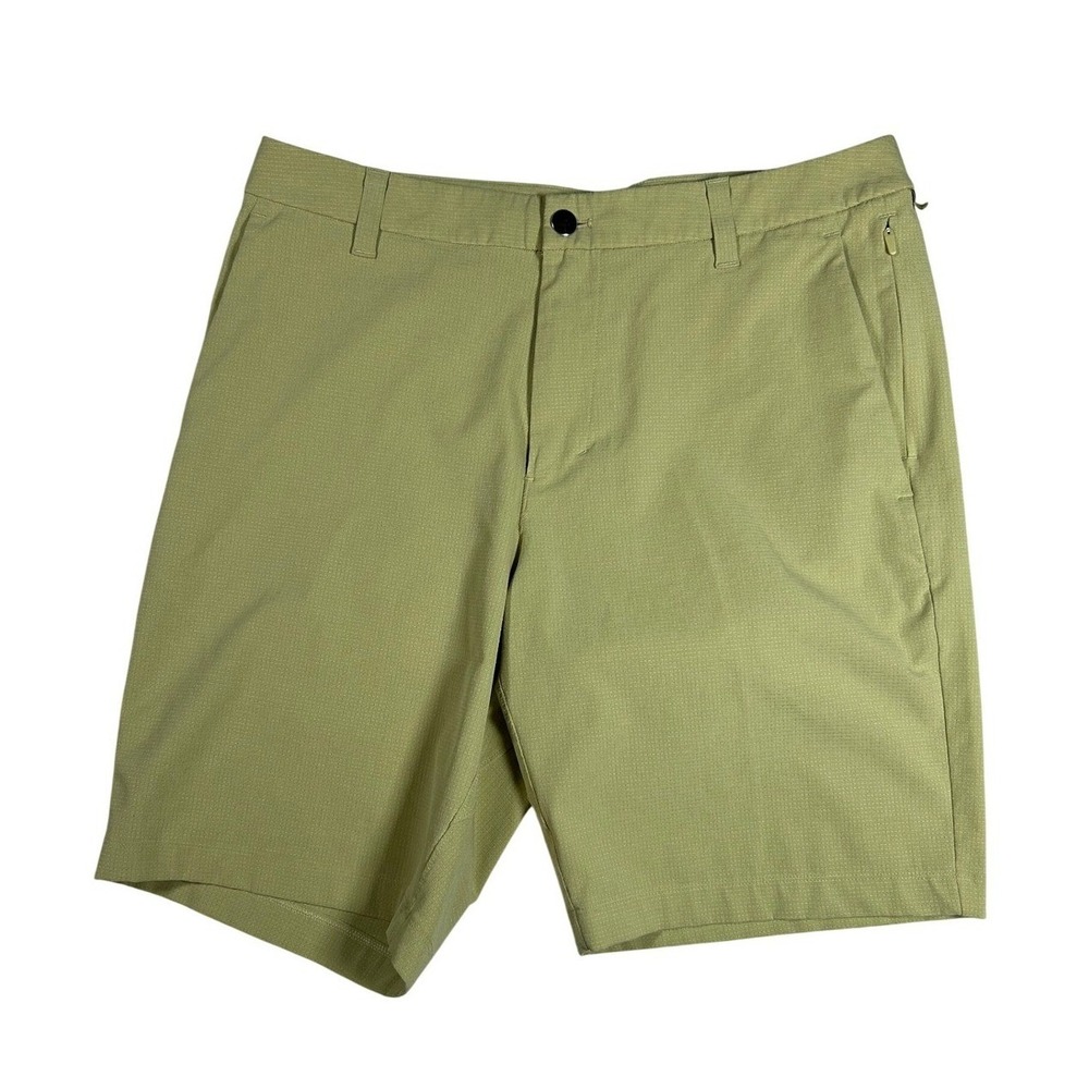 Lululemon Commission Golf Shorts Mens 32 Green Grid Textured Performance 9"